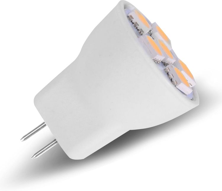 Picture of MR8 Light Bulb LED Replacement for Mini Halogen Recessed Lamps 12 Volt 1" Diameter GU4 RV Boat Camper Yacht Train Motor Home Interior Tiny House Ship Van Truck Sprinter Lighting - Cool White - 6 Pack