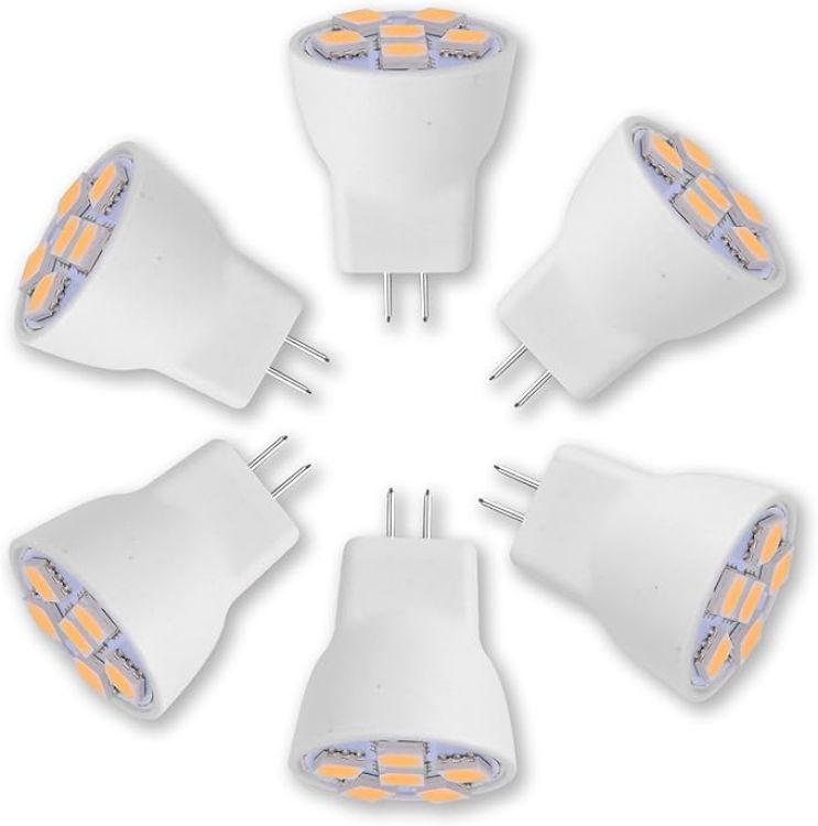 Picture of MR8 Light Bulb LED Replacement for Mini Halogen Recessed Lamps 12 Volt 1" Diameter GU4 RV Boat Camper Yacht Train Motor Home Interior Tiny House Ship Van Truck Sprinter Lighting - Cool White - 6 Pack