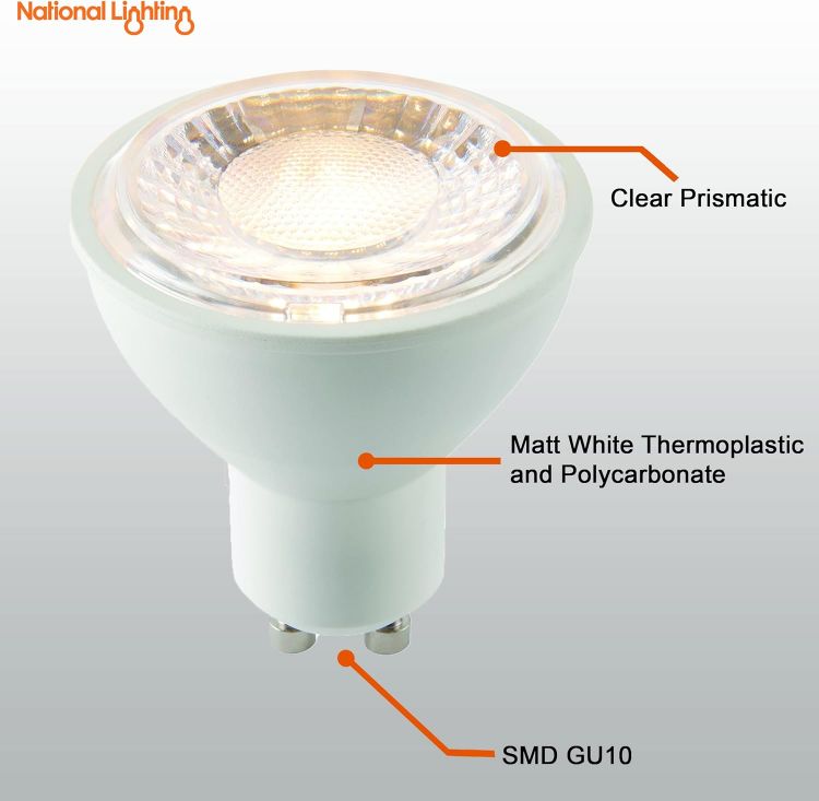 Picture of 7W SMD LED GU10 Dimmable Warm White 60 Degrees 550 Lumens LED Energy Saving Light Bulb Lamp [Energy Class D]