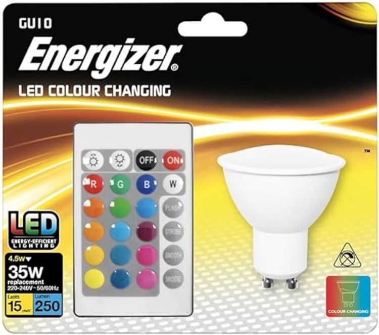 Picture of Energizer 4.5W RGBW Colour Changing GU10 LED Spotlight Bulb with Remote Control