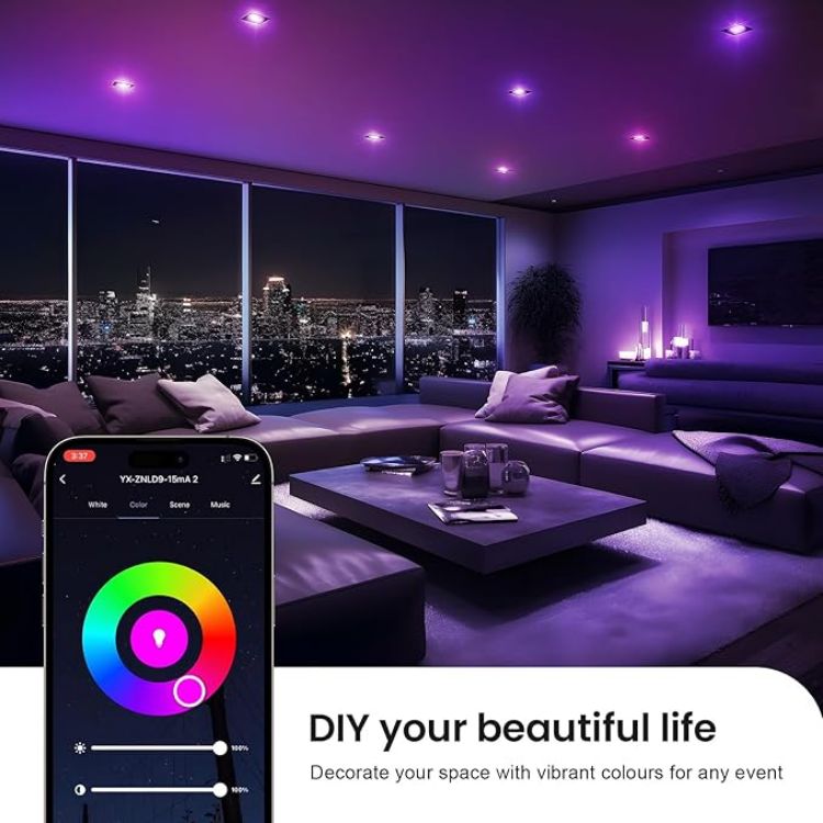 Picture of GU10 Smart Bulb, Warm to Cool White and RGB WiFi led Light Bulbs, Dimmable Colour Changing, Compatible with Alexa and Google Home, Music Sync, 5W(50W), 470 Lumens, No Hub Required, 4 Pack