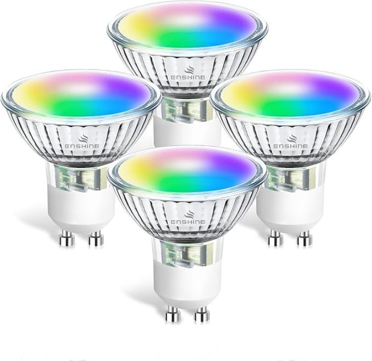 Picture of GU10 Smart Bulb, Warm to Cool White and RGB WiFi led Light Bulbs, Dimmable Colour Changing, Compatible with Alexa and Google Home, Music Sync, 5W(50W), 470 Lumens, No Hub Required, 4 Pack
