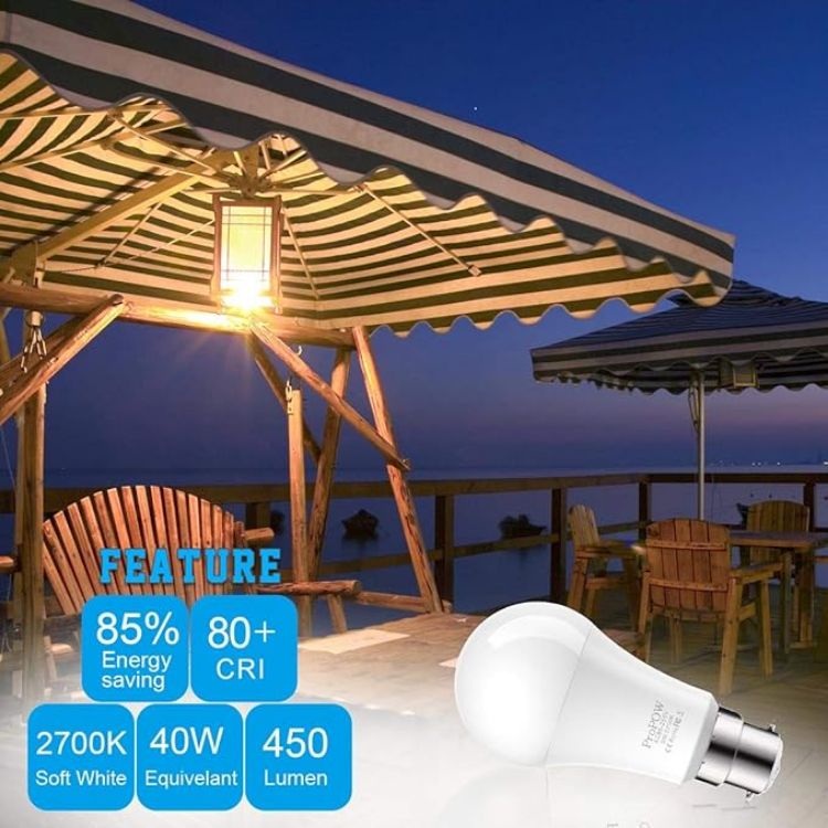 Picture of Dusk to Dawn Light Bulb,ProPOW 5W (40 Watt Equivalent) Sensor LED Bulbs A19 Automatic On/Off, Indoor/Outdoor Lighting Lamp for Porch Garage Driveway Yard Hallway Basement Patio(B22,Soft White,2-Pack)