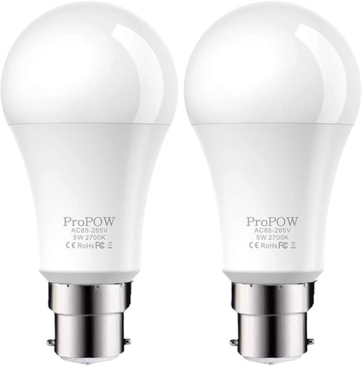 Picture of Dusk to Dawn Light Bulb,ProPOW 5W (40 Watt Equivalent) Sensor LED Bulbs A19 Automatic On/Off, Indoor/Outdoor Lighting Lamp for Porch Garage Driveway Yard Hallway Basement Patio(B22,Soft White,2-Pack)