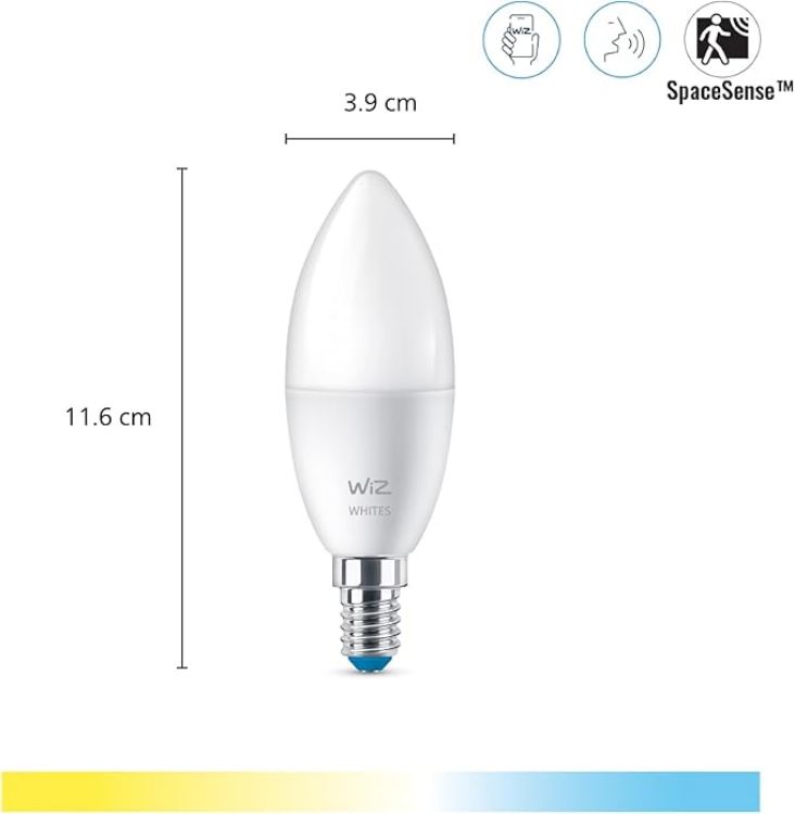 Picture of mart Bulb,E14,40W Warm to Cool White Light, Smart Dimming LED, Connected WiFi Works with Alexa, Google Assistant & HomeKit, App Control for Livingroom, Bedroom, Energy Monitoring, 2 Pack