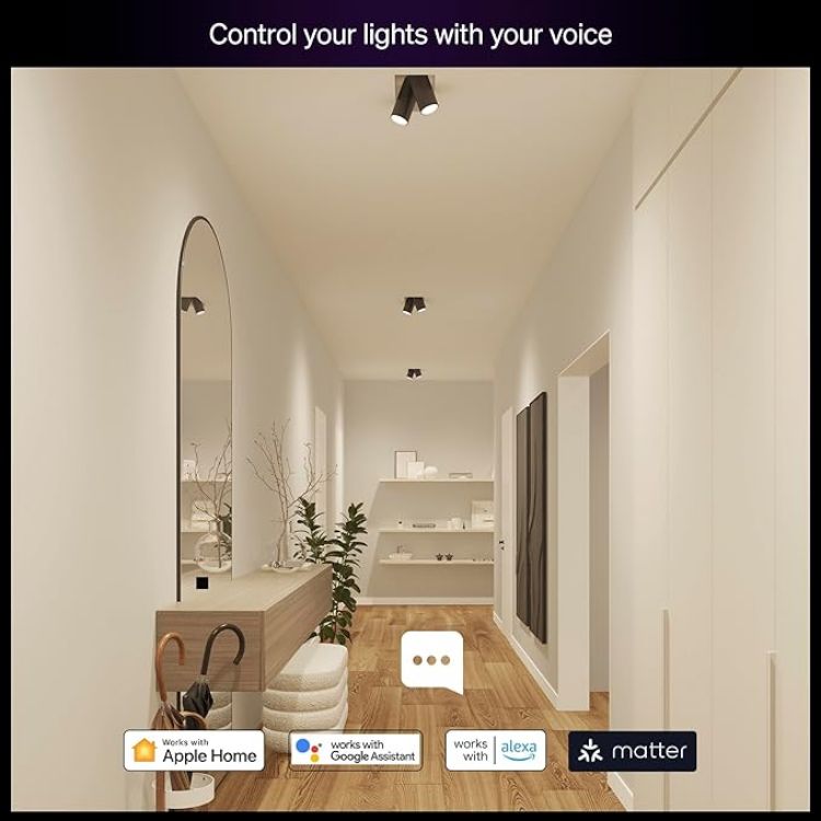 Picture of Essential Smart LED GU10 Spotlight Bulb, White and Color Ambiance, 4.7W, 2200K-6500K, 345 Lumens, Dimmable, Works with Alexa, Google Assistant, and Apple Home, 4 Pack