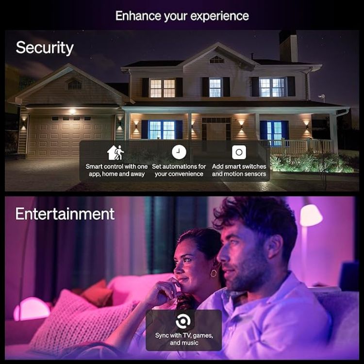 Picture of Essential Smart LED GU10 Spotlight Bulb, White and Color Ambiance, 4.7W, 2200K-6500K, 345 Lumens, Dimmable, Works with Alexa, Google Assistant, and Apple Home, 4 Pack