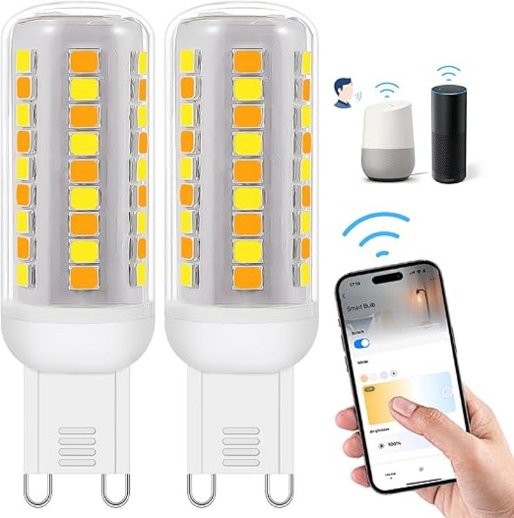 Picture of Wi-Fi Smart G9 LED Bulbs,Compatible with Alexa /Google Assistant, Dimmable,Warm White to Cool White, Brightness Adjustable 0%-100% 230V,0.4-4W,40LM-400LM,Timer Function G9 Smart LED bulb,2pack [Energy Class C]