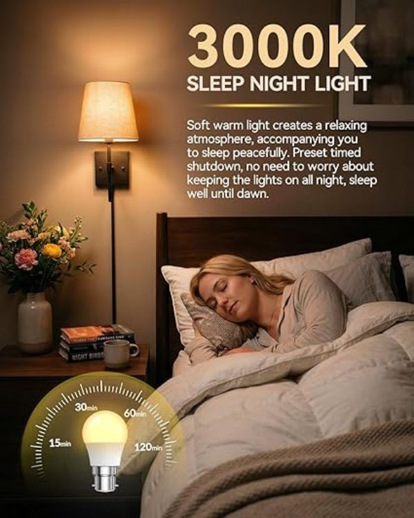 Picture of B22 LED Bulbs with Remote Control, Bayonet 5W Dimmable G45 Golf Ball Light, 3 Color Temperatures 3000K 4000K 6000K, Timer & Memory Function, Night Light for Living Room Bedroom, 2 Pack