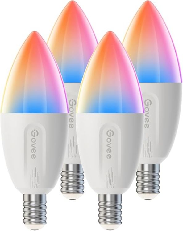 Picture of  E14 Smart Bulb RGBWW, Smart Light Bulb Work with Matter, Alexa and Google Assistant, Group Control, 450LM, 4.8W, DIY 16 Million Colors, 54 Scenes, 4 Pack [Energy Class F]
