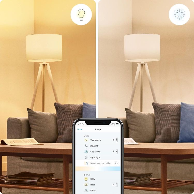 Picture of Tunable White E27 Edison Screw Smart WiFi Frosted LED Light Bulb 60W Equivalent Compatible with Alexa Google Assistant and Apple HomeKit