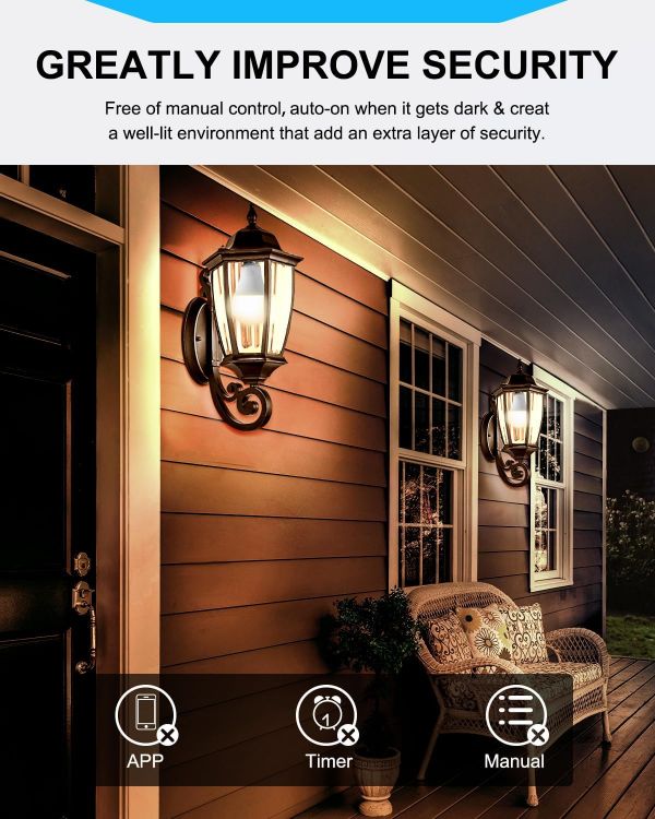 Picture of 12W E27 Dawn Till Dusk LED Light Bulbs Warm White 3000K Auto On Off Sensor ES Screw 2 Pack