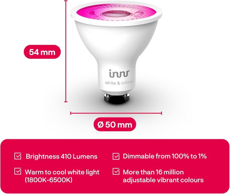 Picture of Zigbee GU10 Smart Bulb White and Colour LED Spot 410 Lumen Works with Hue and Alexa 2 Pack