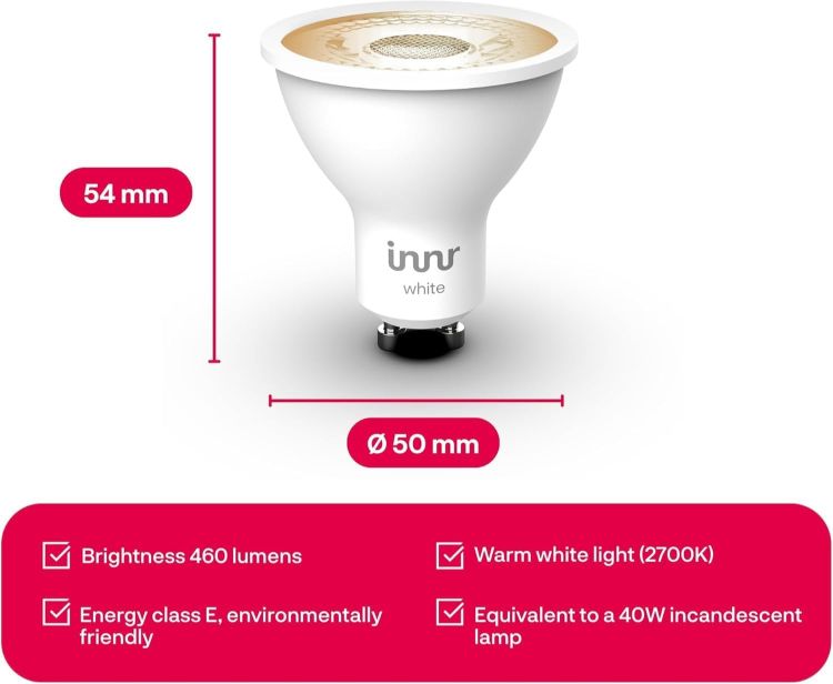 Picture of Zigbee GU10 Smart Bulb Warm White 460 Lumen Dimmable LED Spot Works with Hue and Alexa 2 Pack