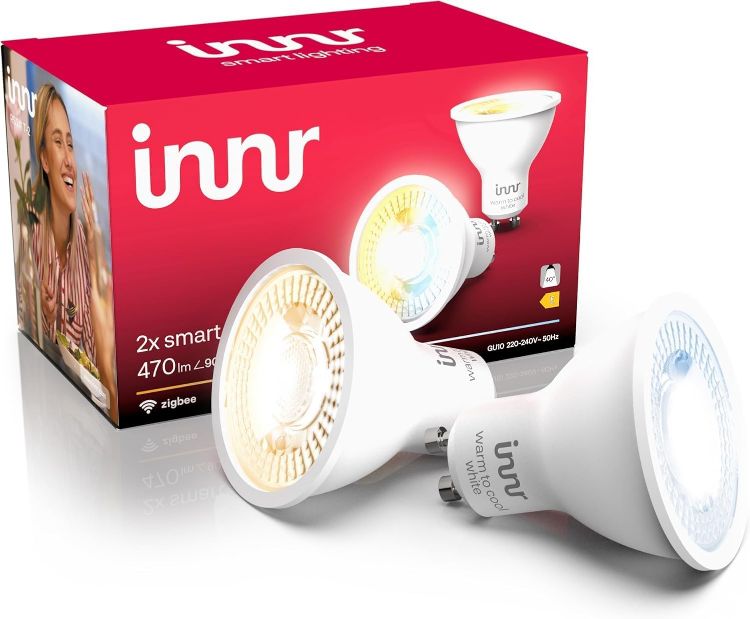 Picture of Zigbee GU10 Smart Bulb Warm to Cool White Dimmable 470 Lumen Works with Hue and Alexa 2 Pack
