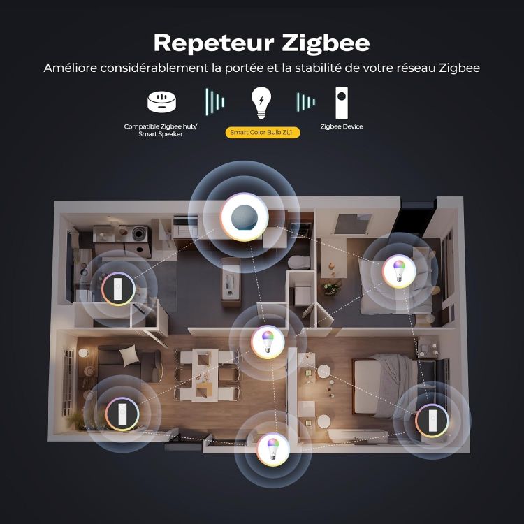 Picture of Zigbee A19 Smart Colour Bulb ZL4 4 Pack E27 RGB Tunable White 810 Lumens Works with Home Assistant SmartThings Echo Built-in Hub