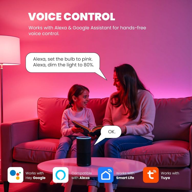Picture of E14 Smart Candle Bulb 4.5W Alexa WiFi RGB Dimmable 16 Million Colours Google Assistant 2 Pack Energy Class B
