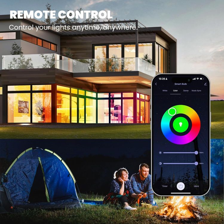 Picture of E14 Smart Candle Bulb 4.5W Alexa WiFi RGB Dimmable 16 Million Colours Google Assistant 2 Pack Energy Class B