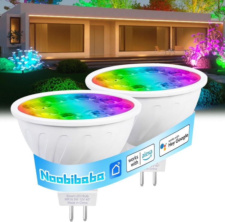 Picture of MR16 Smart LED Light Bulb RGBCW Colour Changing WiFi Bluetooth Alexa Google Assistant Music Sync 2 Pack Energy Class E