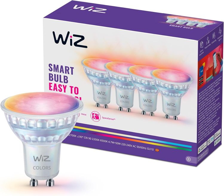 Picture of Smart GU10 LED Spotlight Glass Full Colour Tunable White 50W Equivalent 2200-6500K Dimmable Alexa Google Apple Home 4 Pack