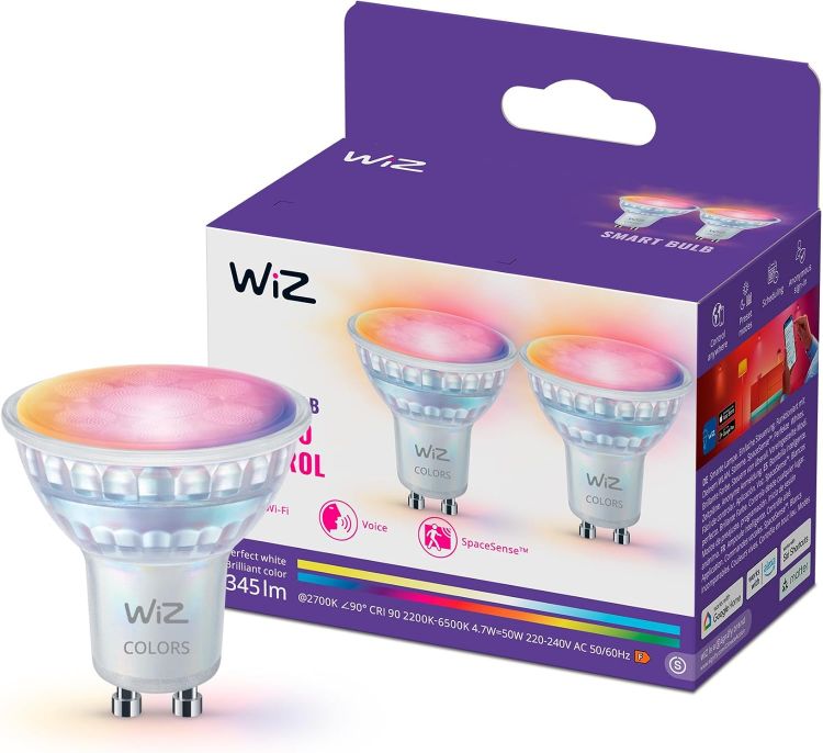 Picture of Smart GU10 LED Spotlight Glass Full Colour Tunable White 50W Equivalent 2200-6500K Dimmable Alexa Google Apple Home 2 Pack