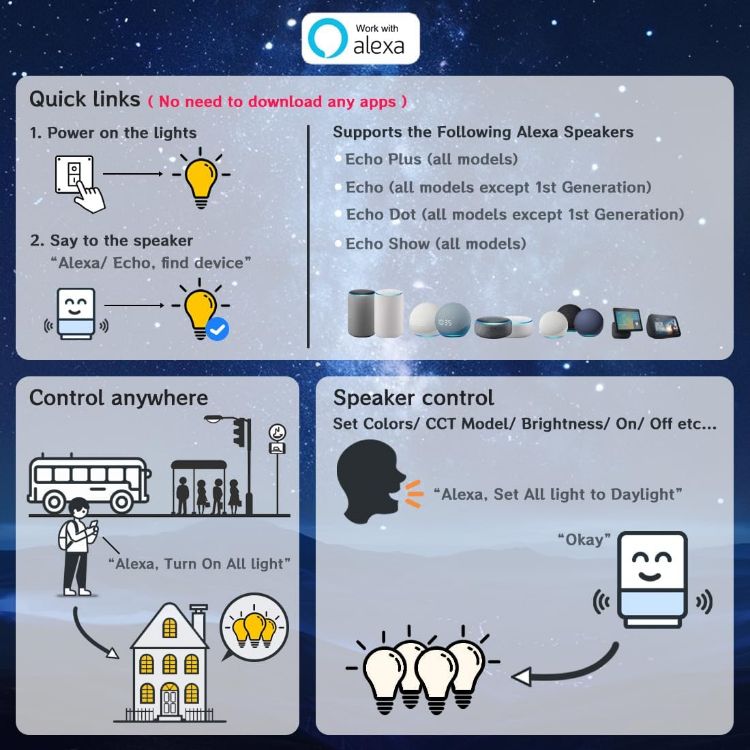 Picture of Alexa Smart B22 Light Bulbs 12W Bluetooth Adjustable Warm White to Daylight APP Voice Control 4 Pack