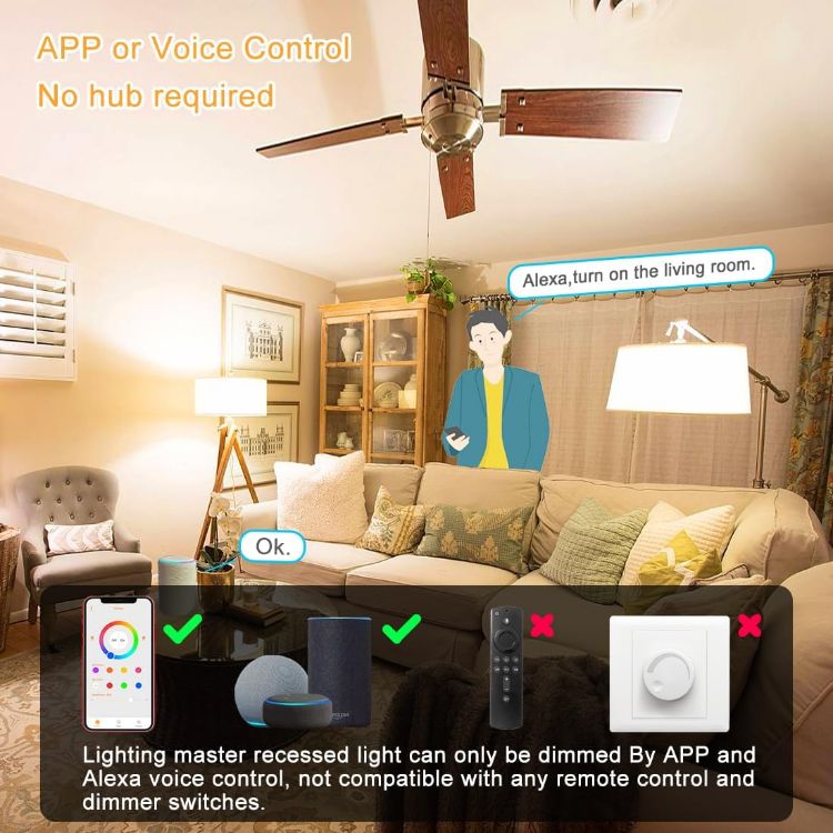 Picture of Alexa Smart B22 Light Bulbs 12W Bluetooth Adjustable Warm White to Daylight APP Voice Control 4 Pack