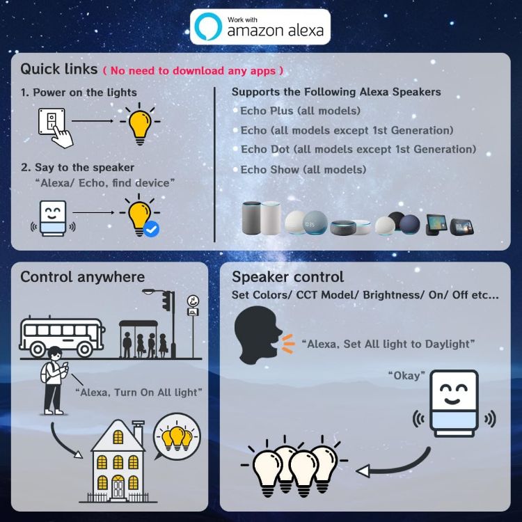 Picture of Alexa Smart B22 Light Bulbs 12W Bluetooth Adjustable Warm White to Daylight APP Voice Control 2 Pack