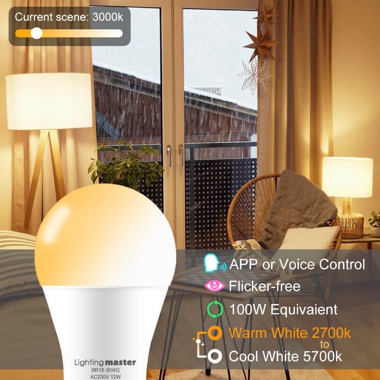 Picture of Alexa Smart B22 Light Bulbs 12W Bluetooth Adjustable Warm White to Daylight APP Voice Control 2 Pack