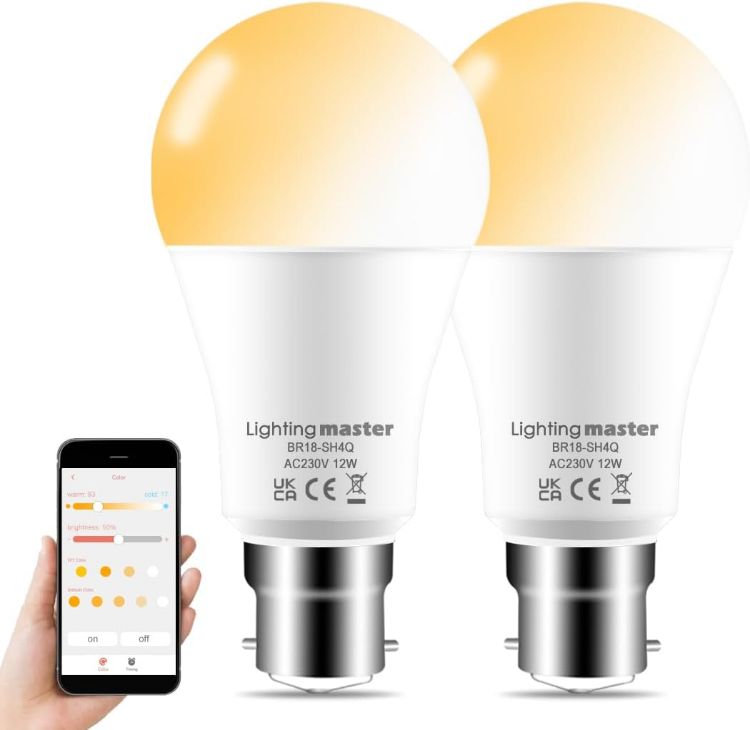 Picture of Alexa Smart B22 Light Bulbs 12W Bluetooth Adjustable Warm White to Daylight APP Voice Control 2 Pack