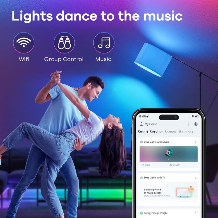 Picture of Matter Smart RGBTW E27 Smart Bulb 9W 806LM Music Sync Works with Apple Home Siri Google Home Alexa SmartThings 2 Pack