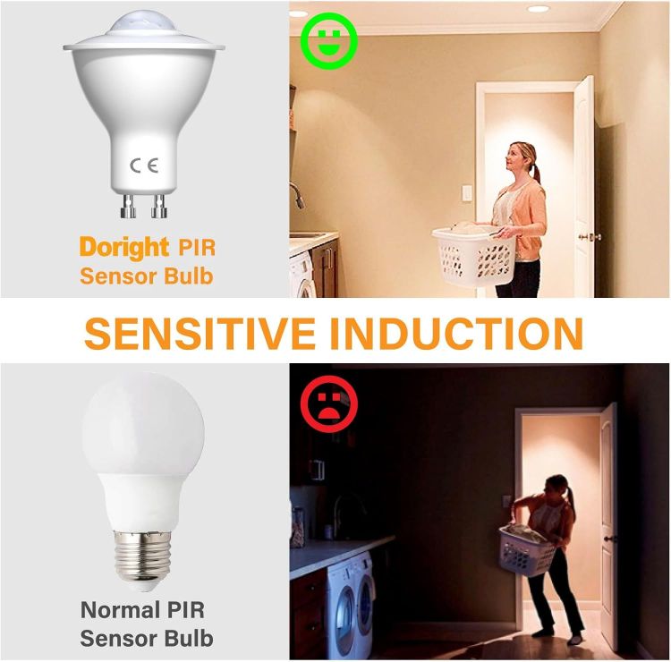 Picture of GU10 Smart Motion Sensor LED Bulbs 5W Warm White 3000K Auto On Off Security Spotlight 4 Pack