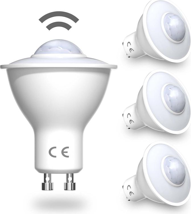 Picture of GU10 Smart Motion Sensor LED Bulbs 5W Warm White 3000K Auto On Off Security Spotlight 4 Pack