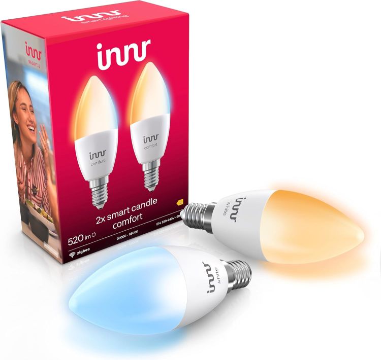 Picture of Zigbee E14 Smart Bulb Warm White to Cool White Dimmable LED Candle Works with Hue Alexa 2 Pack