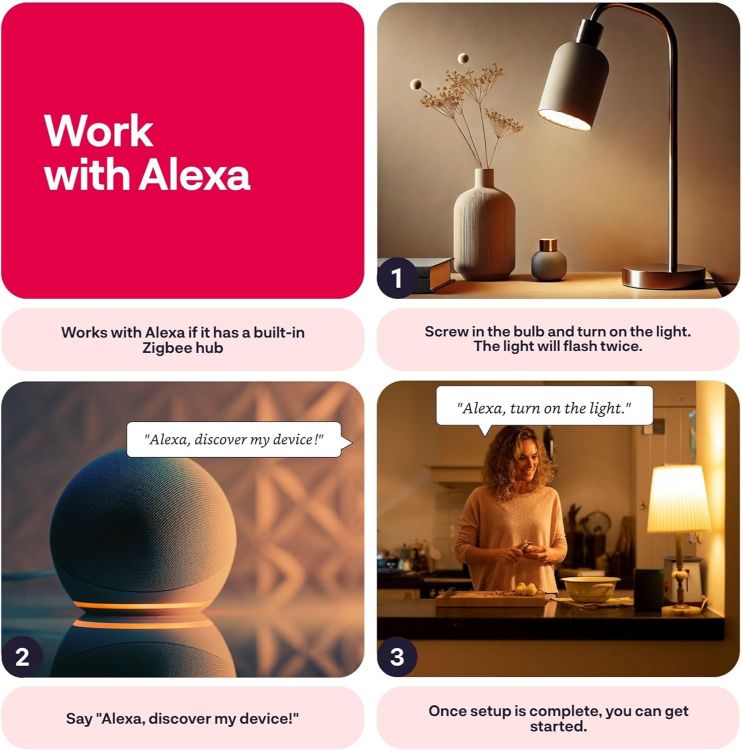 Picture of Zigbee E14 Smart Bulb Warm White to Cool White Mini Globe Dimmable Works with Hue Alexa 2 Pack
