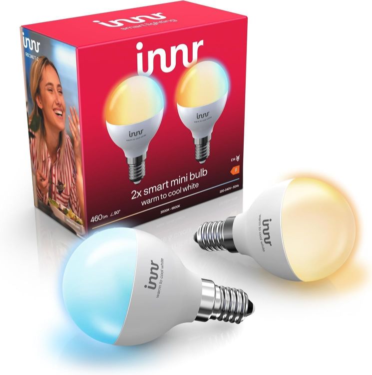 Picture of Zigbee E14 Smart Bulb Warm White to Cool White Mini Globe Dimmable Works with Hue Alexa 2 Pack