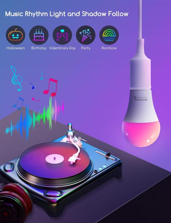 Picture of Smart E27 WiFi Bulb 9W RGBCW Colour Changing Alexa Google Home Music Sync Dimmable 6 Pack