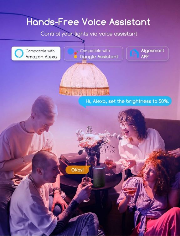 Picture of Smart E27 WiFi Bulb 9W RGBCW Colour Changing Alexa Google Home Music Sync Dimmable 6 Pack