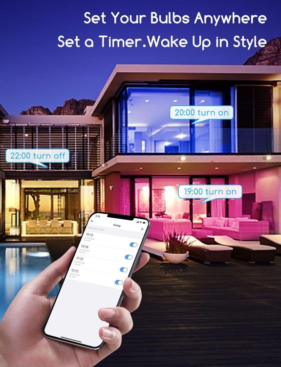 Picture of Smart E27 WiFi Bulb 9W RGBCW Colour Changing Alexa Google Home Music Sync Dimmable LED
