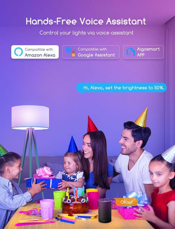 Picture of Smart E27 WiFi Bulb 9W RGBCW Colour Changing Alexa Google Home Music Sync Dimmable LED