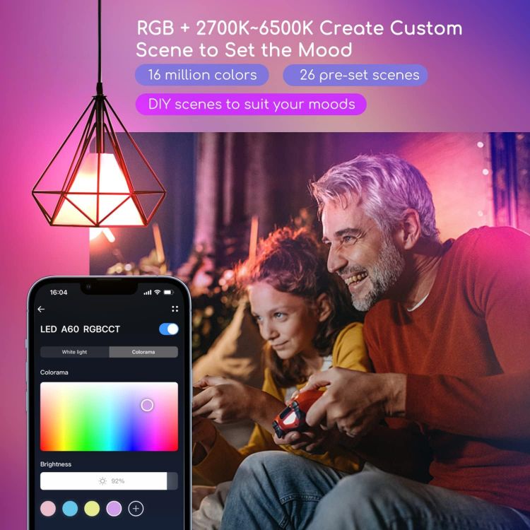 Picture of Smart E14 WiFi Bulbs 6.5W RGBCW Colour Changing Alexa Google Home Dimmable 6 Pack