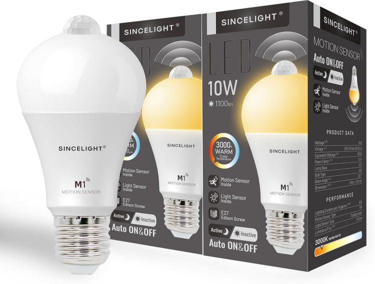 Picture of Motion Sensor LED Bulb E27 10W PIR Security Light Automatic On Off 2 Pack