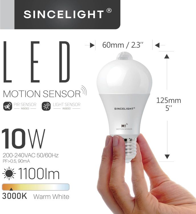 Picture of Motion Sensor LED Bulb E27 10W PIR Automatic Security Light 2 Pack