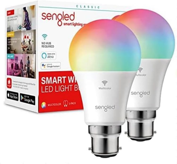 Picture of Smart B22 RGBW WiFi Bulb Alexa Google Home Dimmable LED 806LM 2 Pack