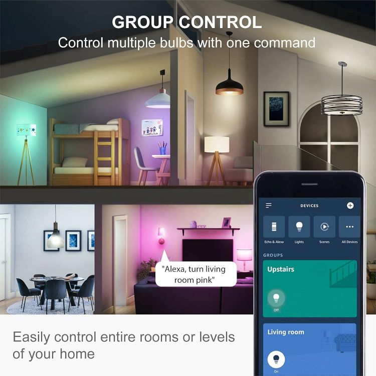 Picture of Smart WiFi B22 Multicolor Bulb 7.8W 806LM Dimmable Alexa Google Home 4 Pack