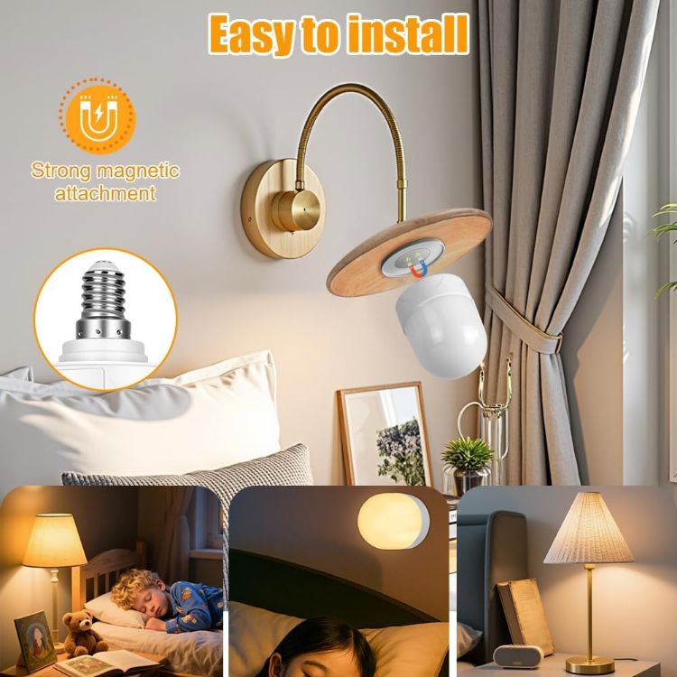 Picture of E14 Rechargeable Light Bulb 3W RGB Magnetic Base Remote 2 Pack