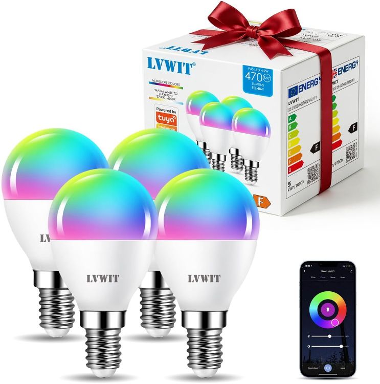 Picture of Smart E14 WiFi Golf LED Bulb 5W 470LM RGB Dimmable Alexa Google Home 4 Pack