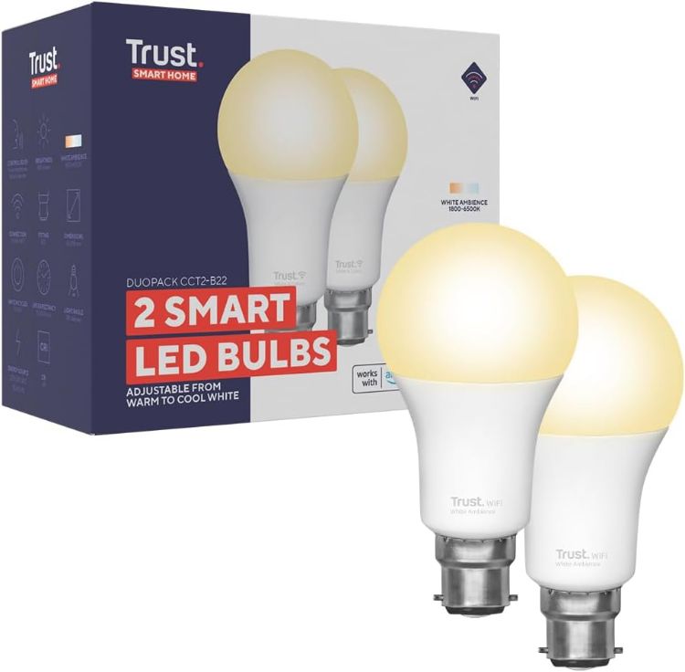 Picture of B22 Smart Bulb 2 Pack Dimmable Tunable White 9W Alexa Google Home WiFi