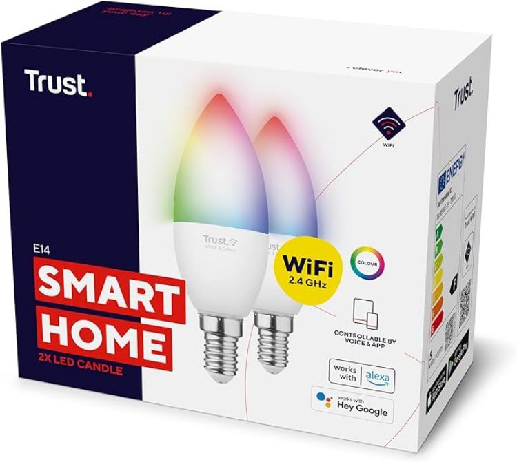 Picture of WiFi E14 Smart Bulb, Colour Changing Candle, Works with Alexa and Google Home, No Hub Required, Small Screw Smart Light Bulb, White & Colour [Amazon Exclusive] - 2 Pack
