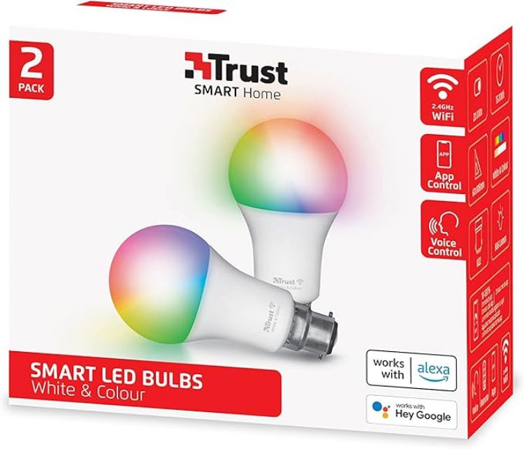 Picture of WiFi B22 Smart Bulb, Colour Changing Light Bulb, Works with Alexa and Google Home, No Hub Required, 2.4GHz WiFi Bulb, LED Alexa Light Bulb, White & Colour [Amazon Exclusive] - 2 Pack